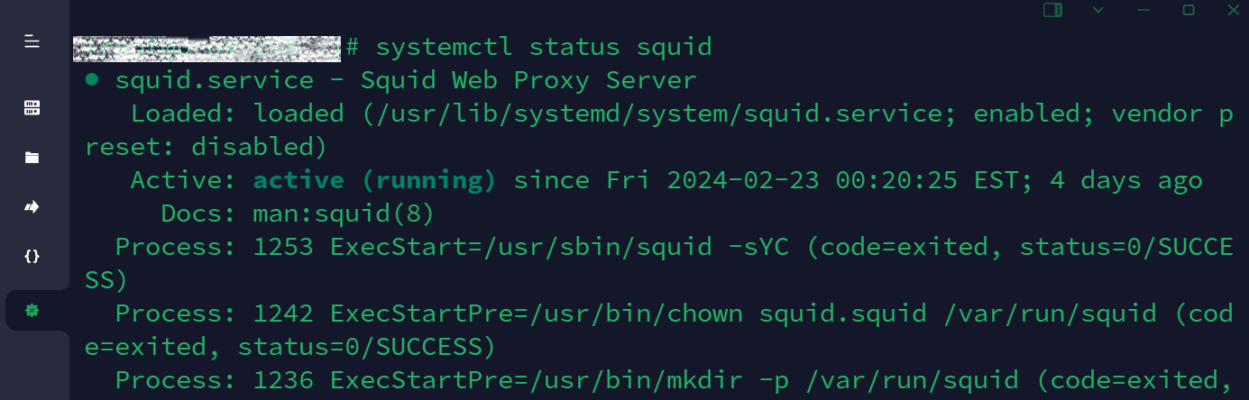 Check the status of Squid Proxy