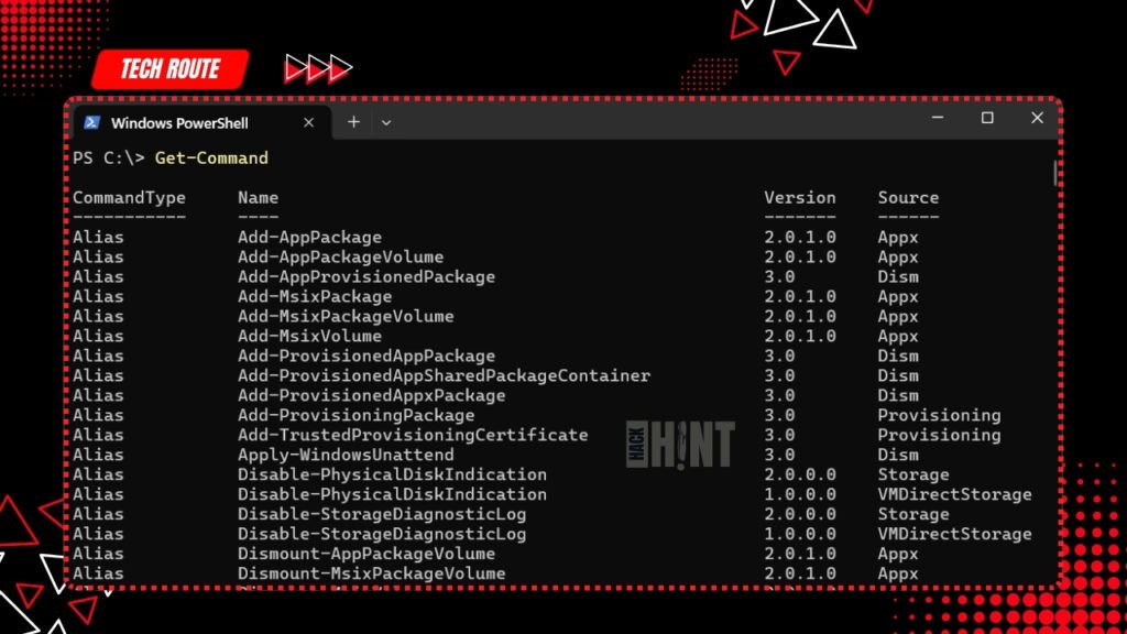 Exploring tools with PowerShell commands like Get-Command